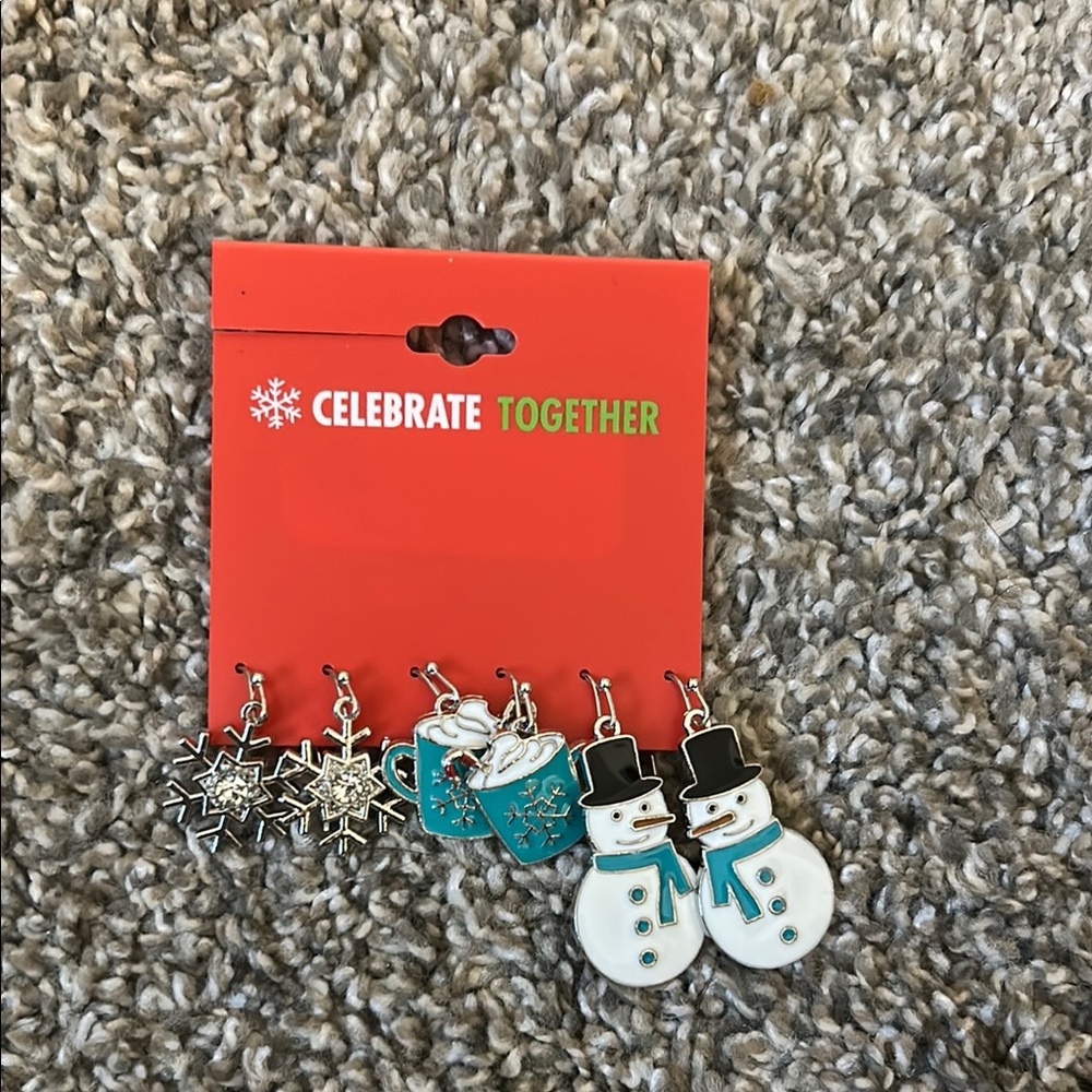 Celebrate Together Snowman and Snowflake Earrings Set